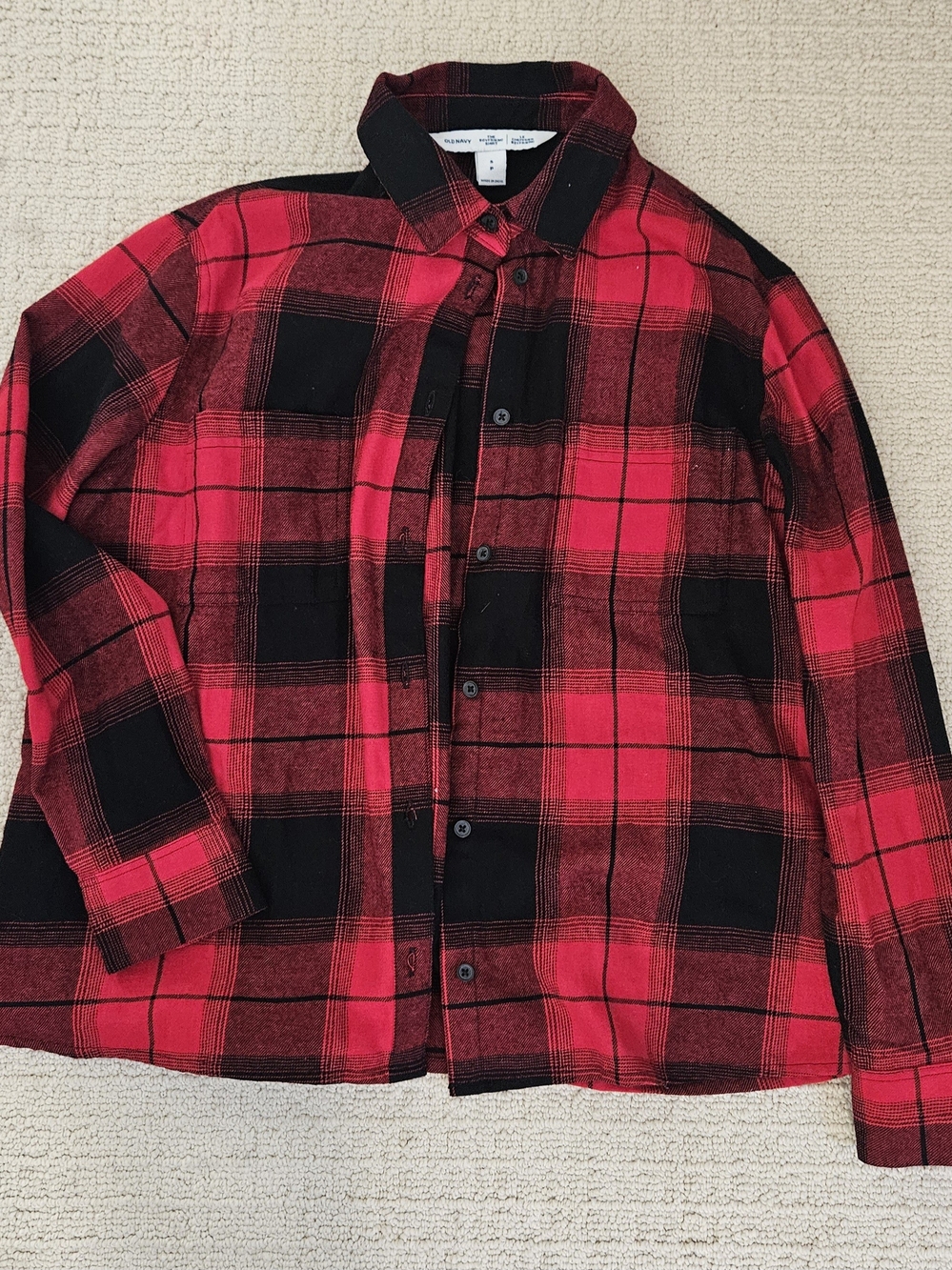 Woman's Red & Black Plaid Shirt Jacket
